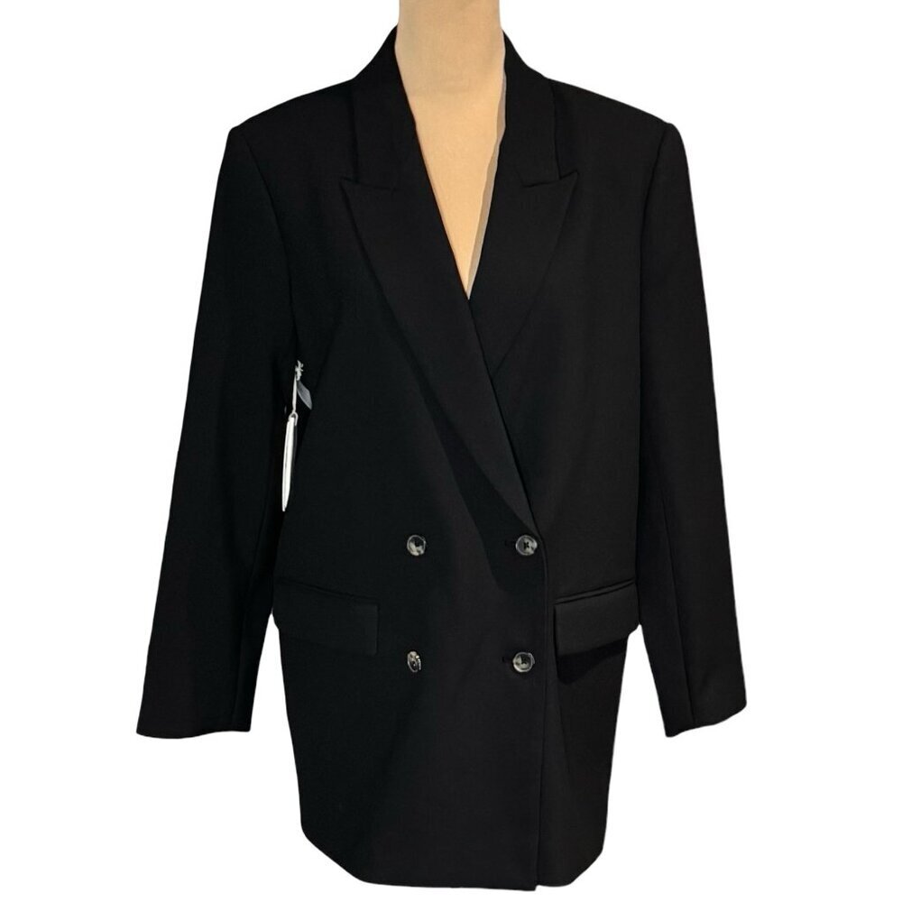 NWT Aritzia Wilfred Cherelle Black Oversized Blazer Sz S Double Breasted Career - Picture 6 of 14